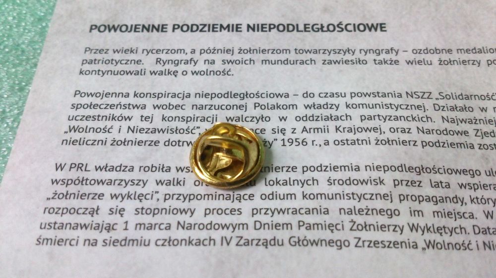 Przypinka Ryngraf Żołnierzy Wyklętych