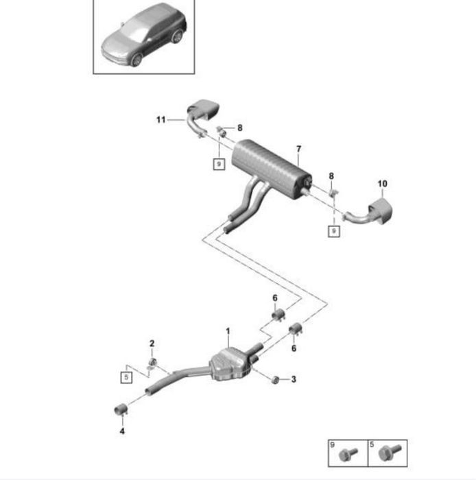 Патрубки Насадки вихлопної системи Porsche Cayenne.