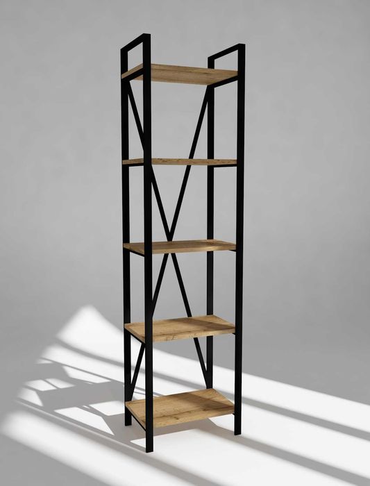 Стелаж вузький 5 полиць лофт, стелаж loft, книжкова шафа АКЦІЯ