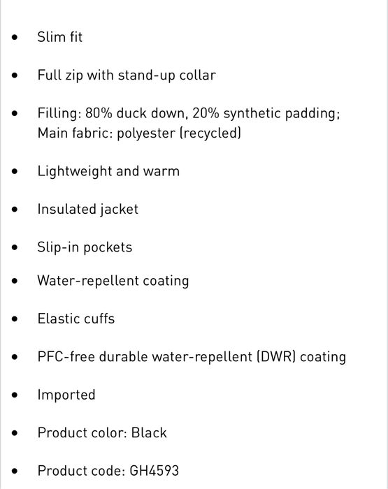 Пуховик adidas S , M  оригинал 80/20 пух перо