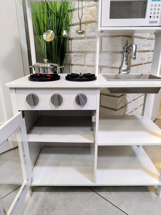 Kuchnia zabawkowa dziecięca biała drewniana