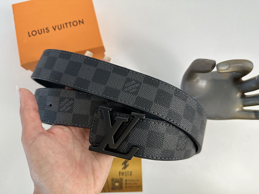 Pasek skórzany Louis Vuitton skóra naturalna szachownica Premium LV