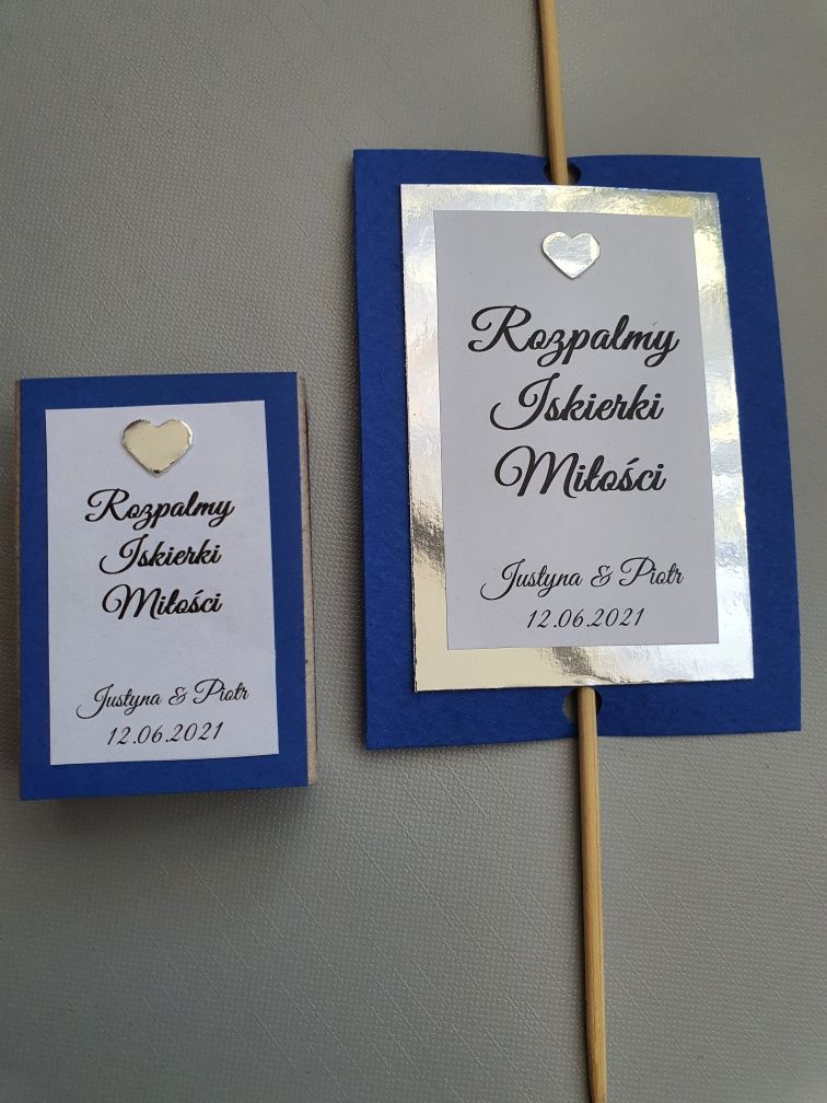 Iskierki miłości etykiety zimne ognie wesele, etykieta + zapałki