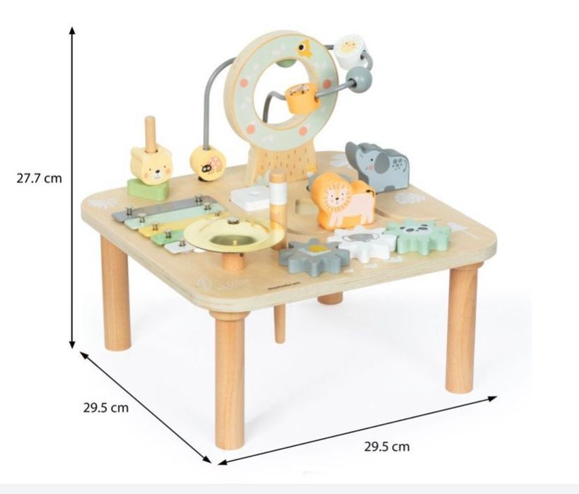 Drewniany stolik edukacyjny 7w1 muzyczny z cymbałkami