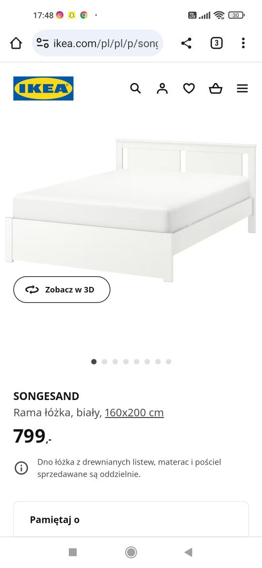 Łóżko małżeńskie Ikea