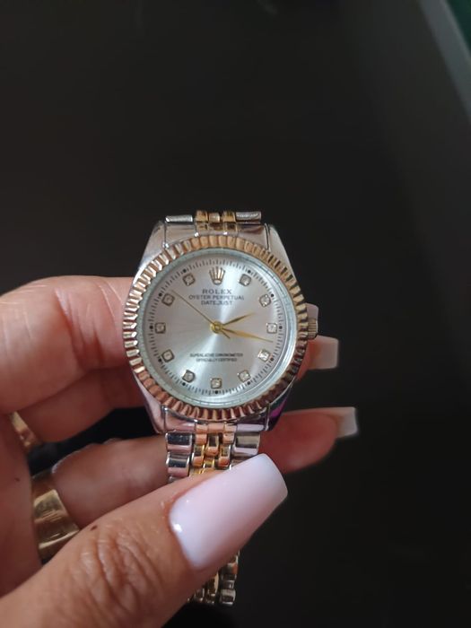 Zegarek klasyczny damski srebrno złoty premium