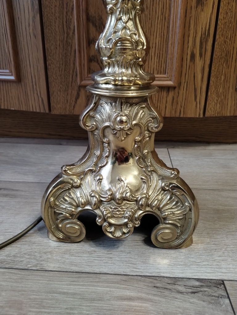 Lampa stojąca mosiężna masywna Vintage