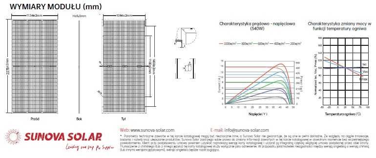 Moduł fotowoltaiczny Sunova 550Wp BiFacial