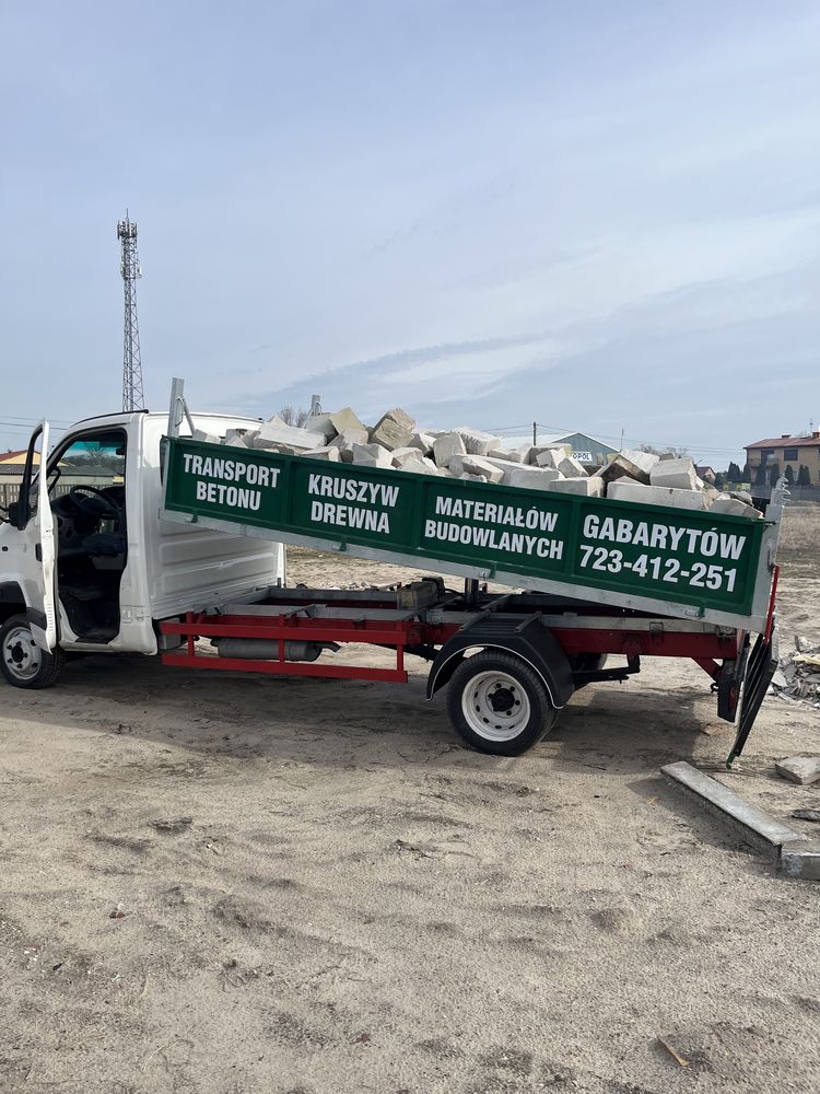 Transport wywrotką kruszywa gruz beton materiały bud. gabaryty