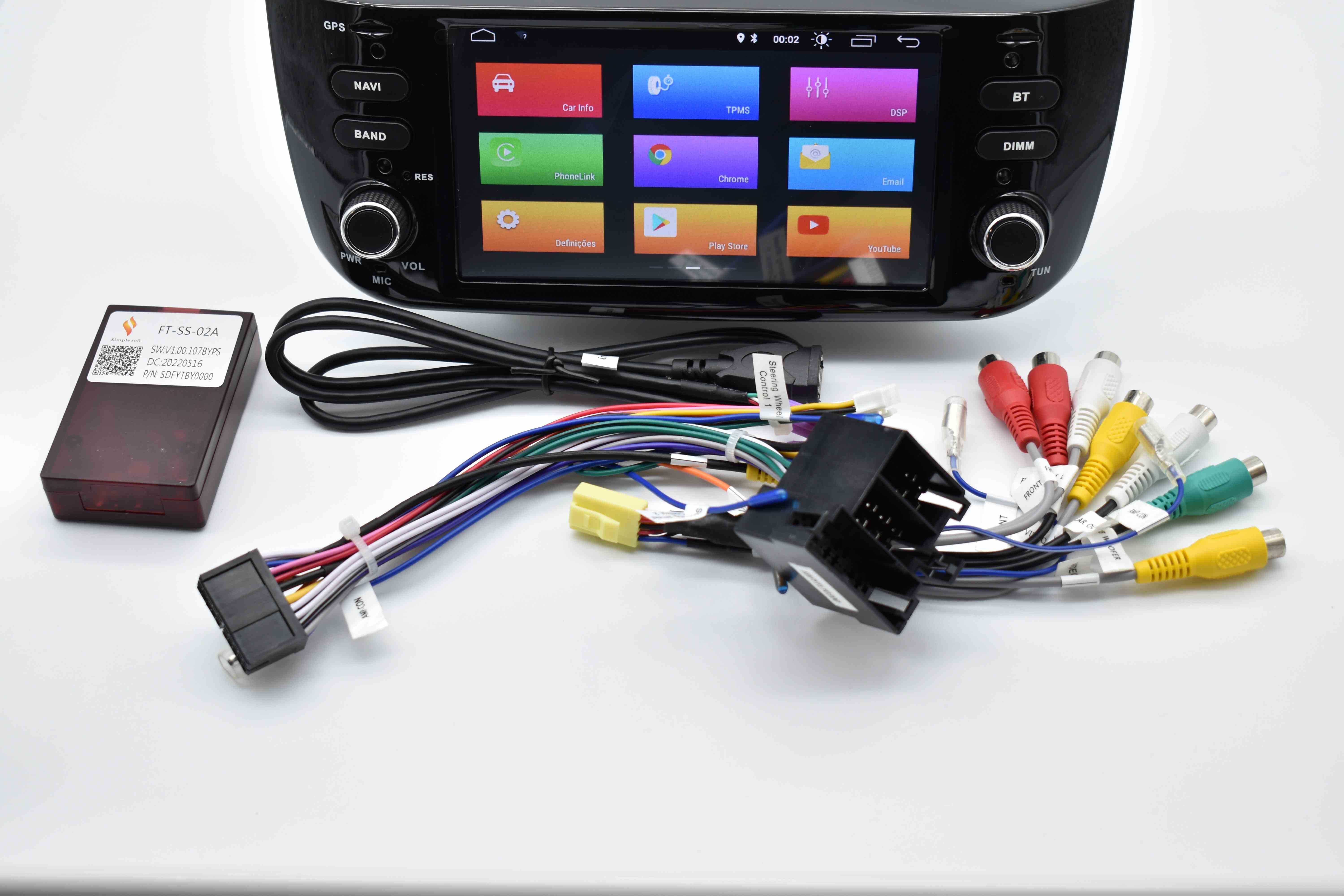 Rádio 2 DIN Android Fiat Punto EVO - Grand Punto + CÂMARA