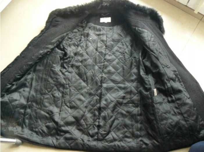 JARD płaszcz 48 black 44% wełna 24% alpaka mohair królik 120 cm pachy