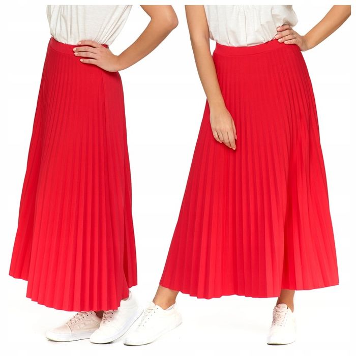 Plisowana Spódnica Maxi Długa Damska Na Gumce Wygodna Elegancka Moraj