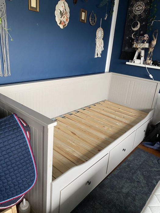 Lóżko rozkladane Ikea Hemnes szare 80-160 x 200