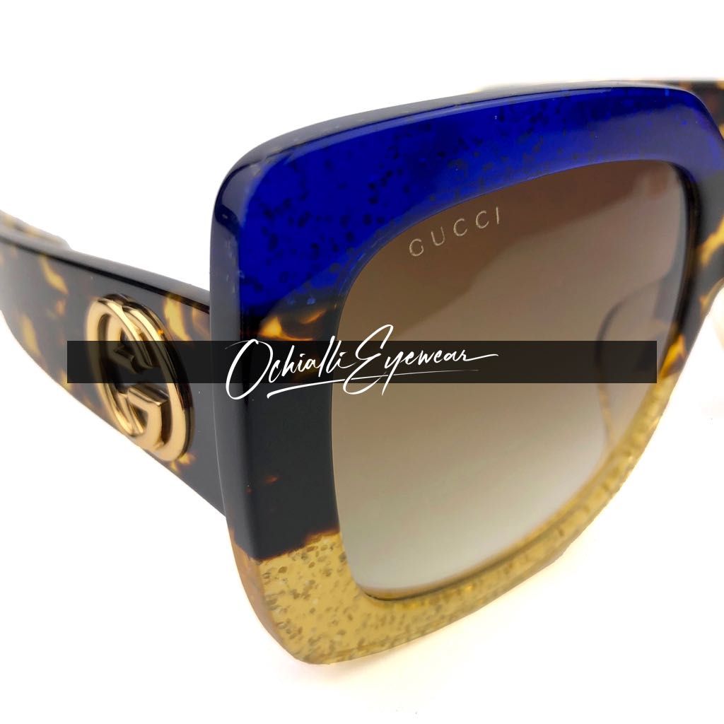 Okulary przeciwsłoneczne Gucci GG0083S niebiesko-złote