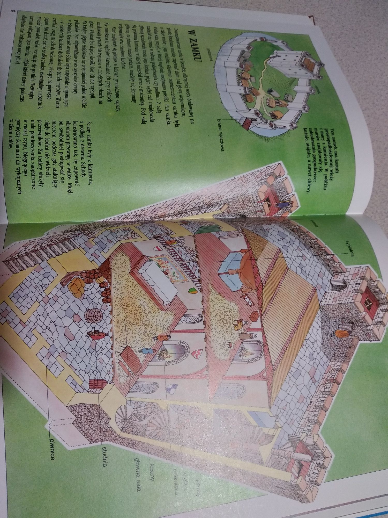 Duża książka edukacyjna ZAMKI średniowiecza / ciekawe opisy ilustracje