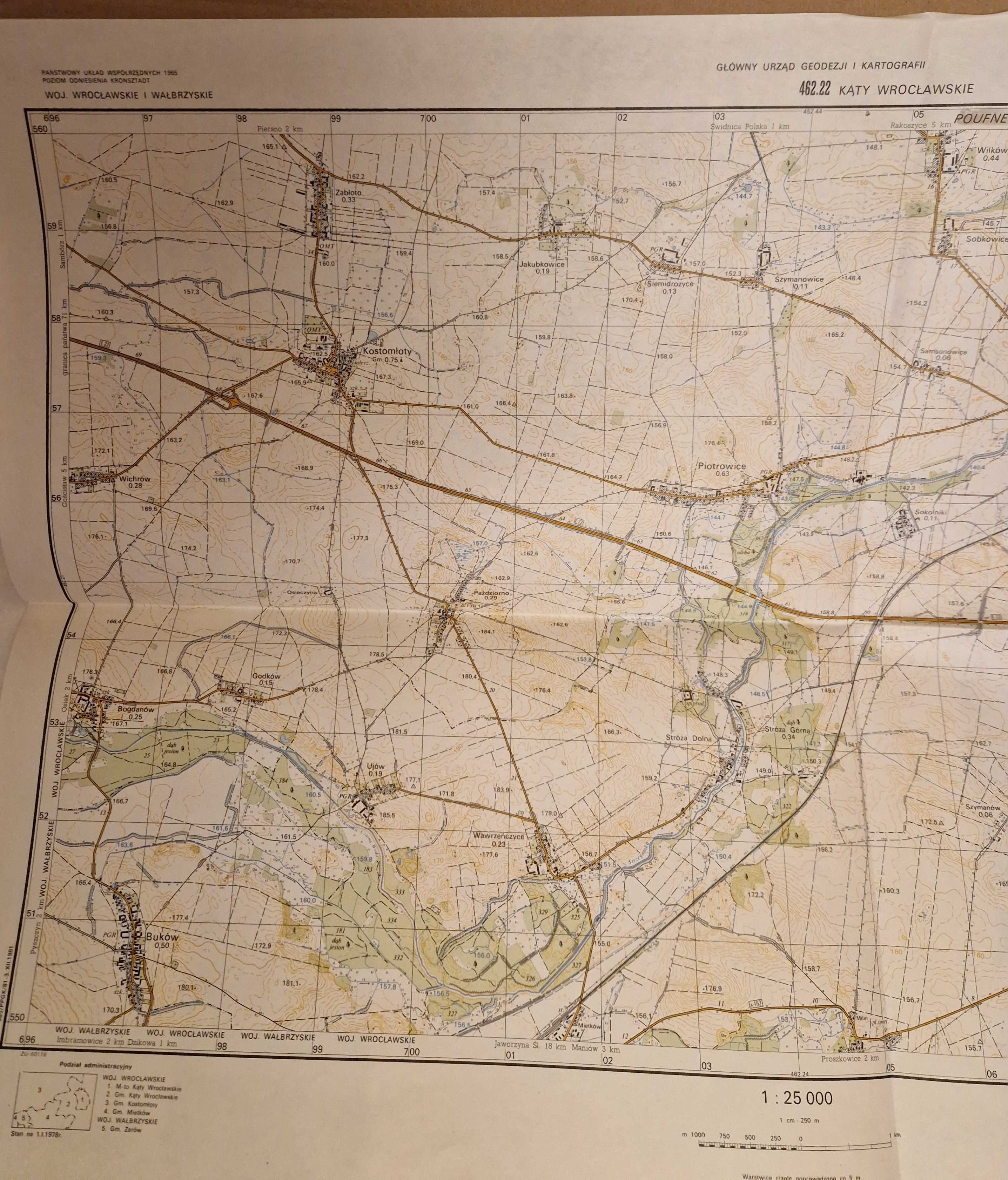 Mapa topograficzna 1:25 000 Kąty Wrocławskie 462.22