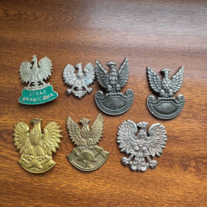 Orzełki zestaw PRL + Straż graniczna nowszy