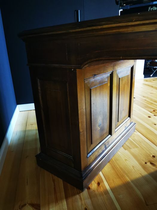 Biurko gabinetowe kolonialne dwustronne drewno intarsja