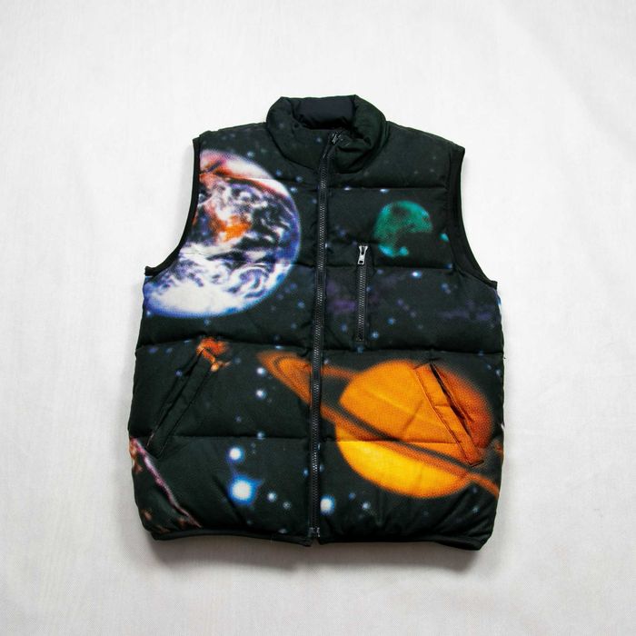 Bezrękawnik puchowy dwustronny Kosmos print S