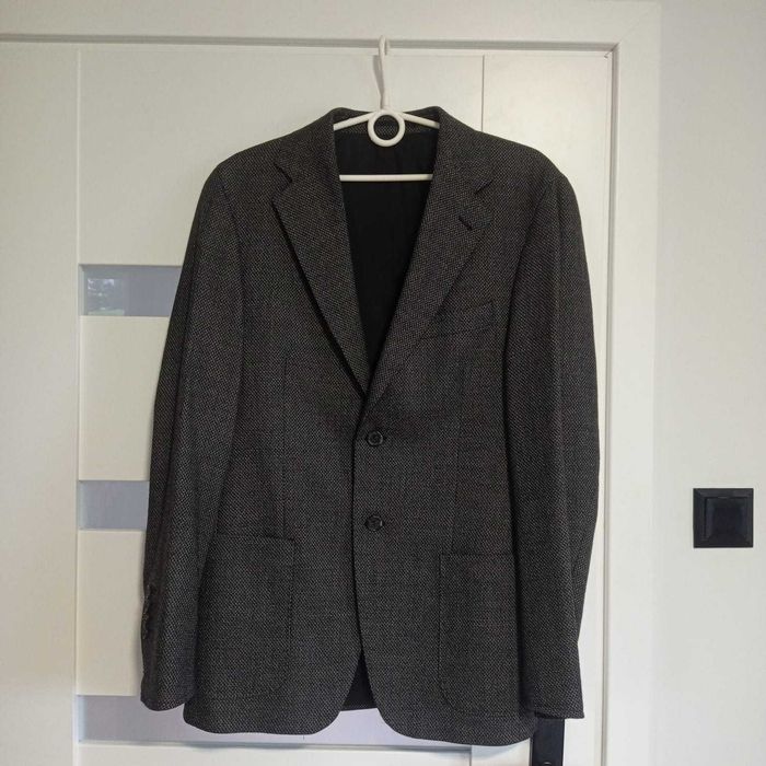 Garnitur marynarka męska wełniana z wełną elegancka vintage retro