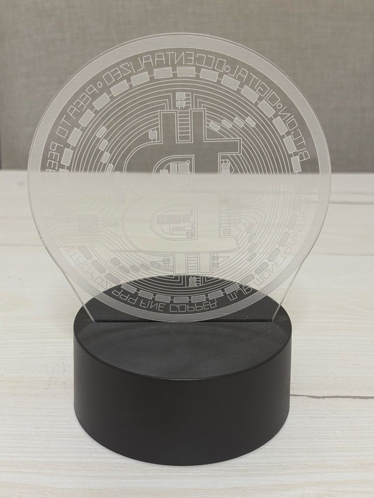 Lâmpada LED 3D Bitcoin
