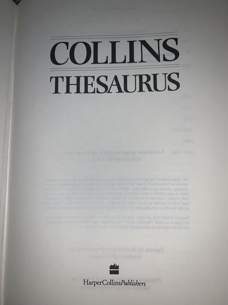 Английский Тезаурус Коллинза Collins thesaurus the ultimate wordfinder