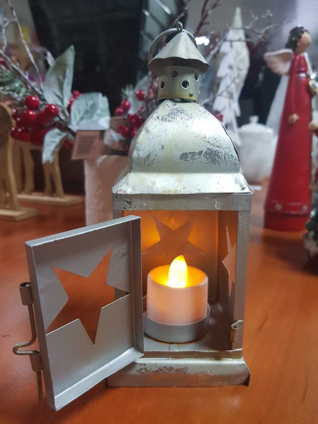 Lampion latarnia świecznik metalowy gwiazda dekoracja świąteczna