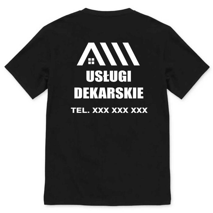 koszulka robocza dachy, koszulka firmowa z nadrukiem usługi dekarskie
