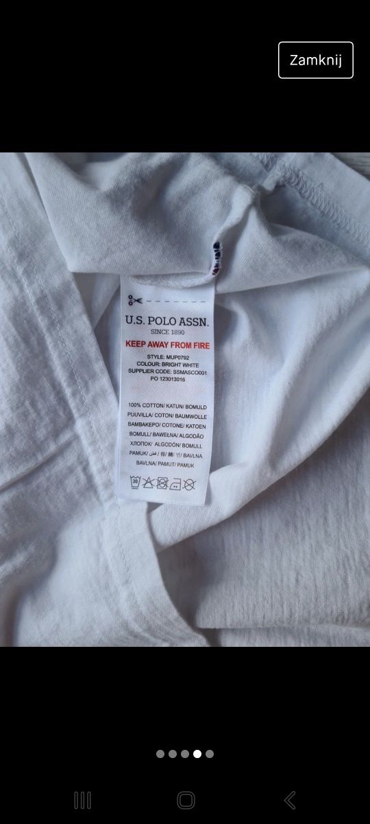 Biała bluzka T-shirt u.s.  POLO assn. XL męski