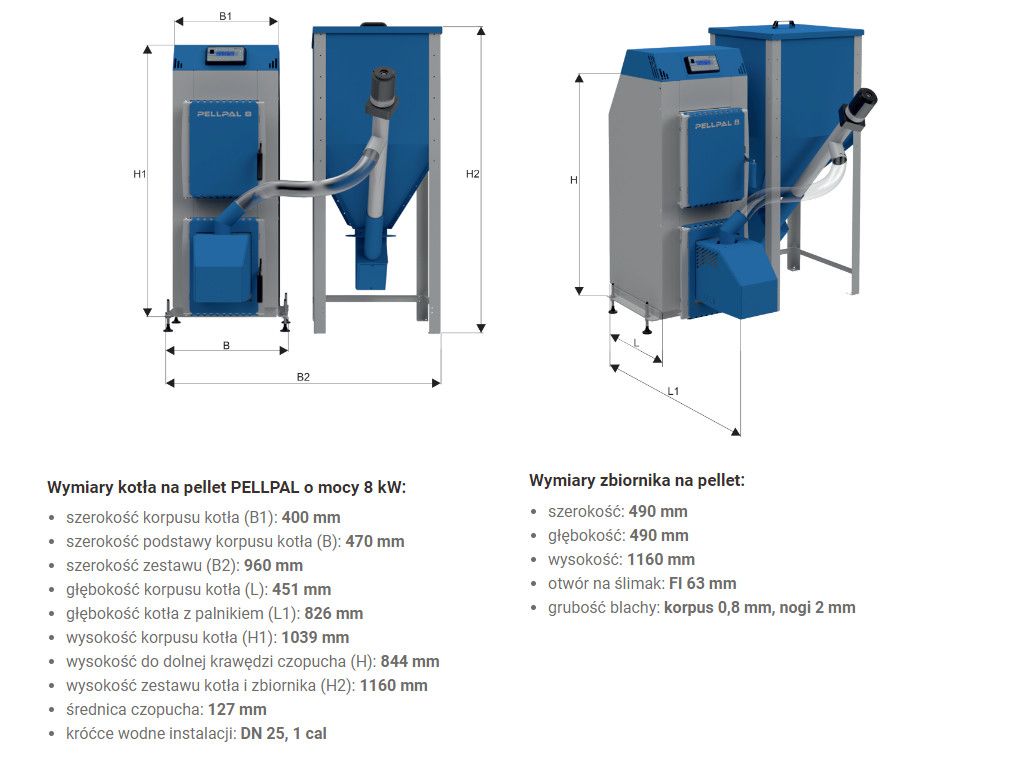 Kocioł piec CO 8kW z podajnikiem na pellet DOTACJA Pellpal Pleszew ZUM
