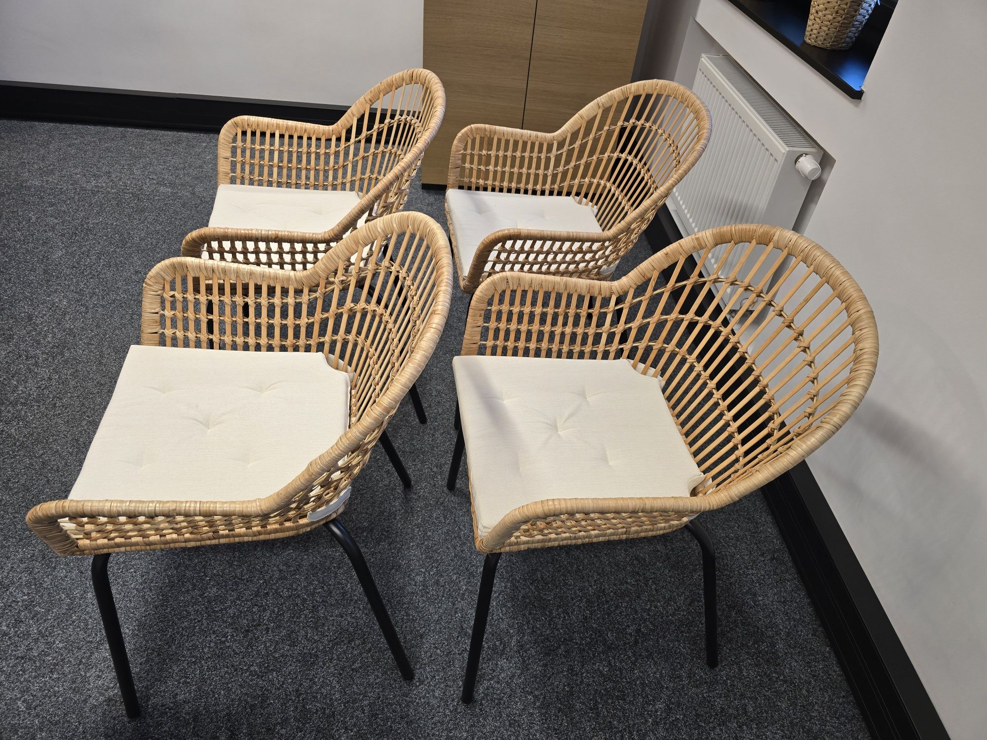 IKEA NILSOVE Krzesło z podłokietnikami, rattan/czarny IKEA