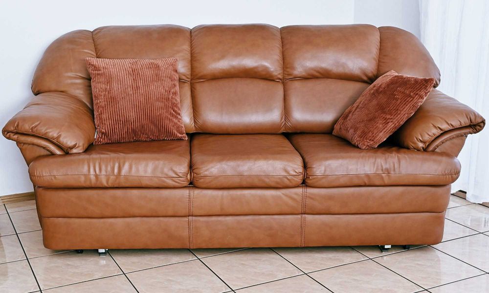 Kanapa z funkcją spania - Naturalna skóra