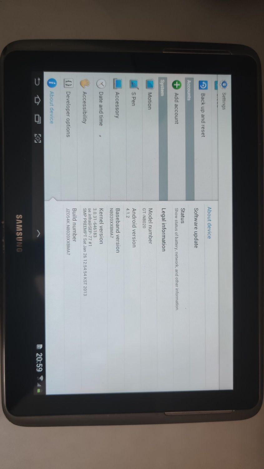 Samsung tab LTE N8020 2/16