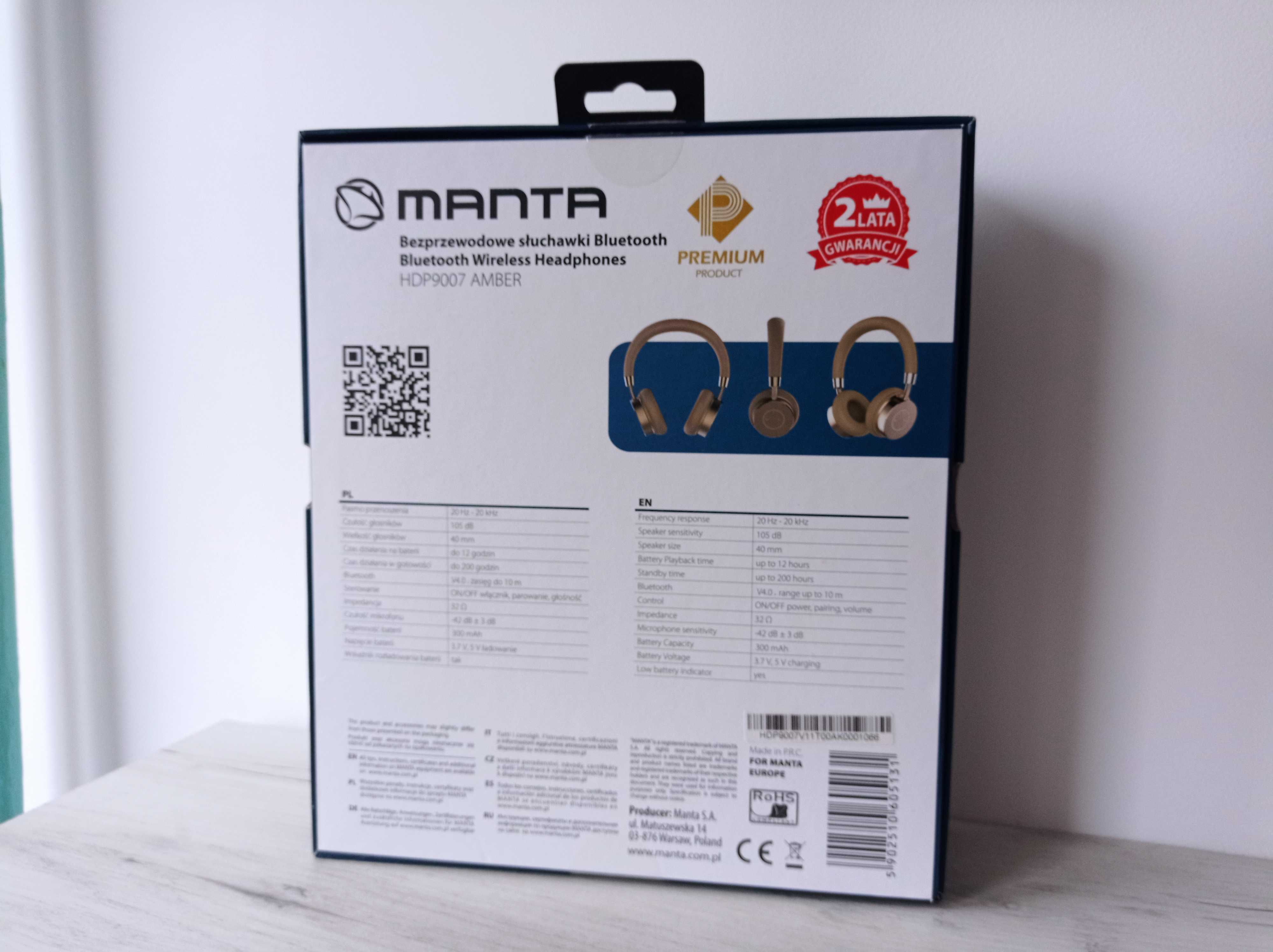 Słuchawki bezprzewodowe
Manta HDP9007 AMBER Złoty