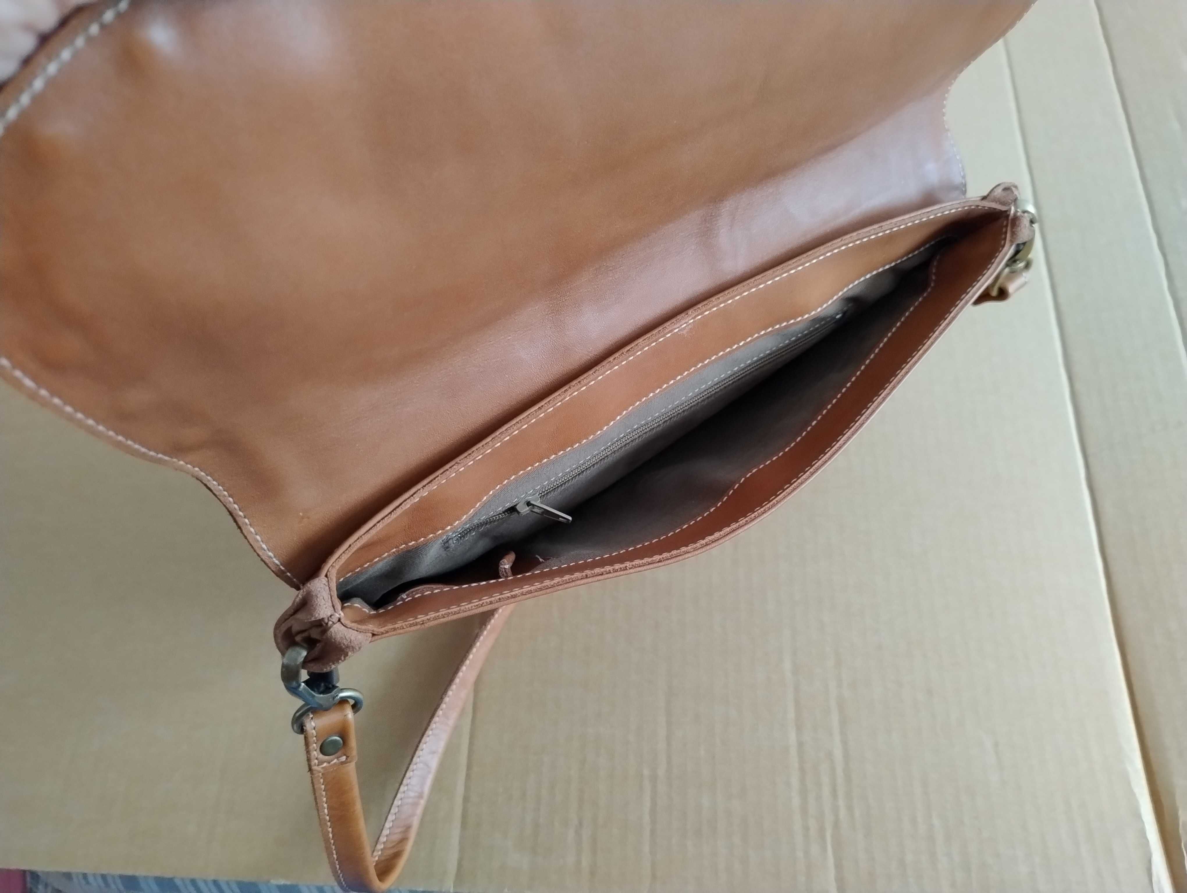 Torba torebka skóra naturaln Tommy Hilfiger torebka skóra beżowa Ryłko