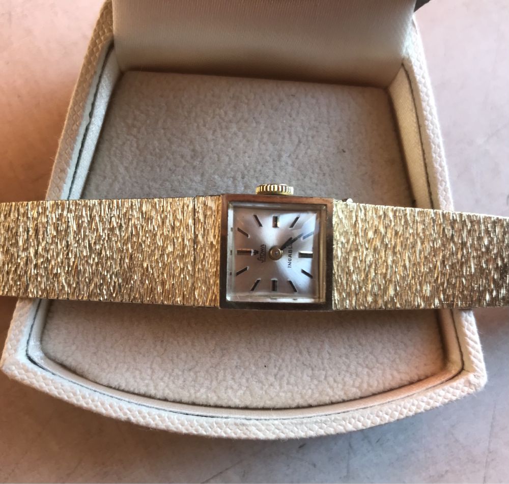 stowa zloty zegarek damski złoto 585 14k kruk bransoleta bransoletka
