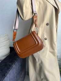 Жіноча сумка з еко-шкіри коричнева в стилі zara