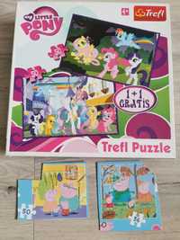 Puzzle 2szt Świnka Peppa i 1 sztMy Little Pony
