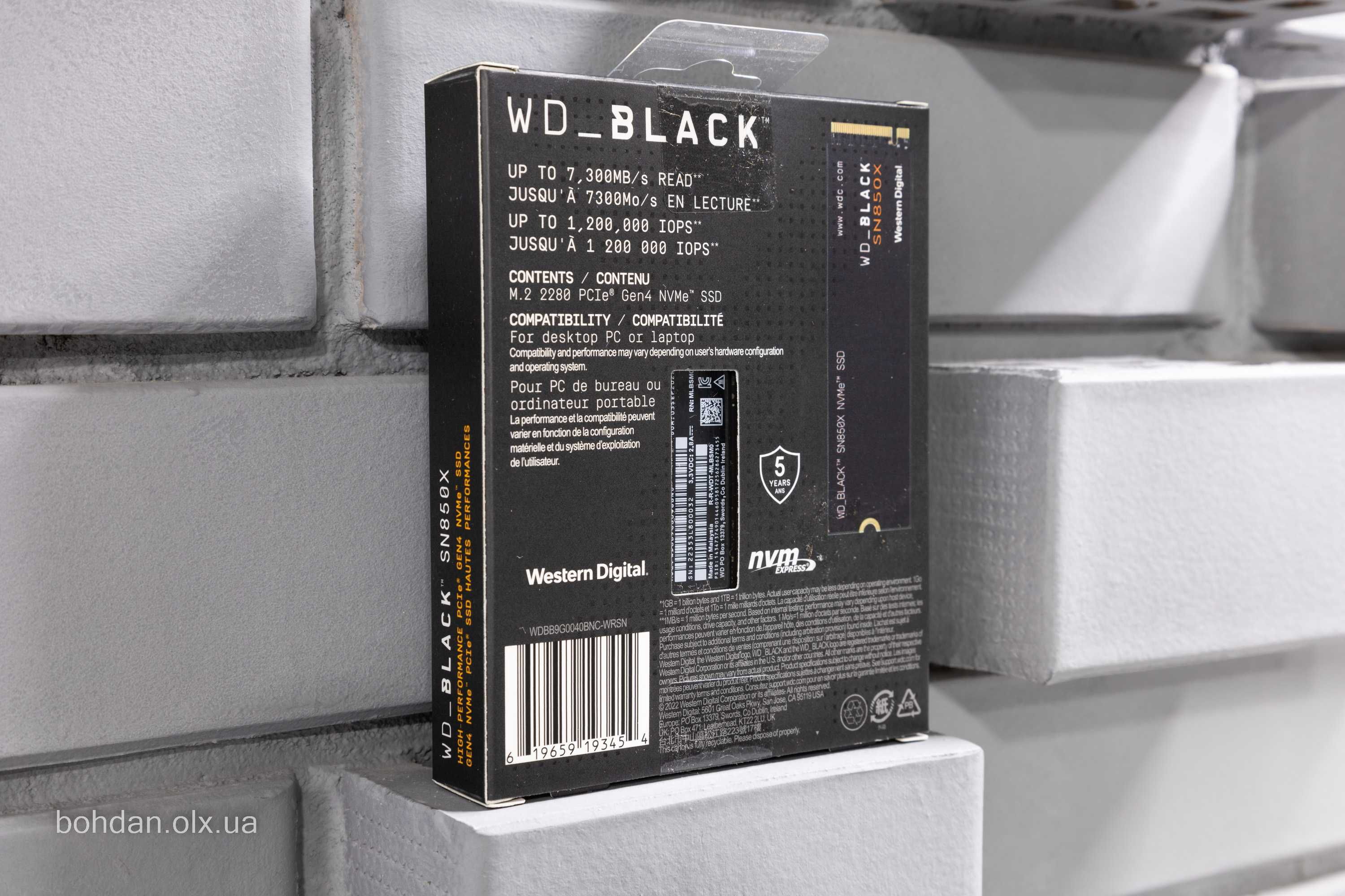 WD Black SN850X 4TB NVMe SSD (WDS400T2X0E)