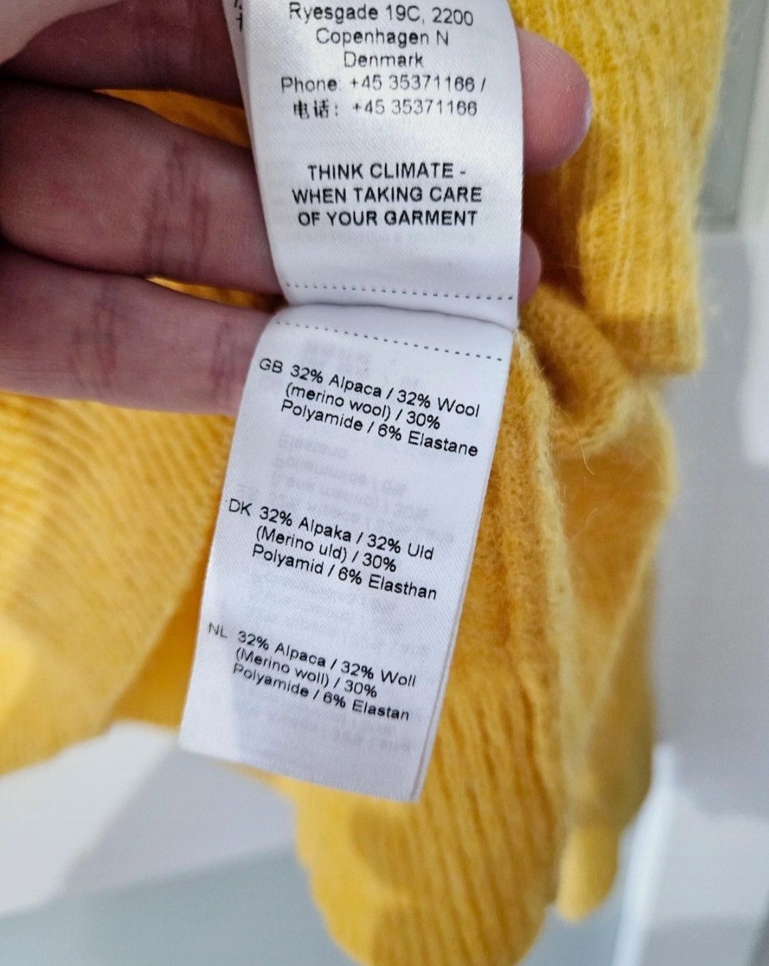 Żółty sweter Samsoe Samsoe m 38 wełna i alpaka