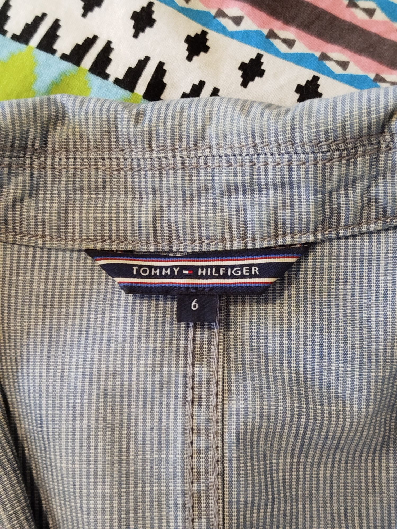 Błękitna niebieska marynarka w białe paski Tommy Hilfiger XS 34