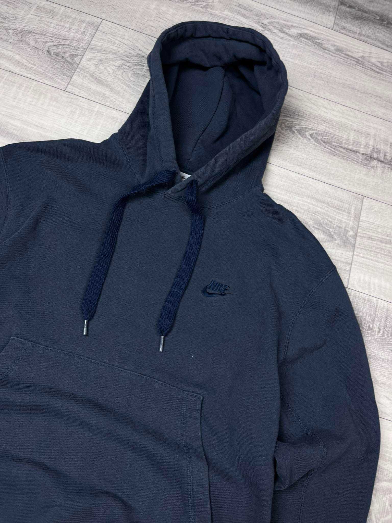 Bluza męska hoodie Nike Vintage z kapturem haft logo Retro niebieska