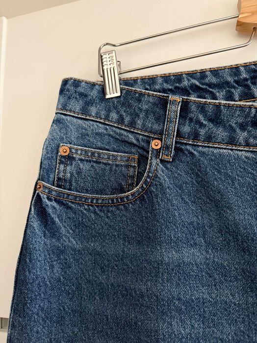 Jeansy straight leg high waist H&M 44 denim