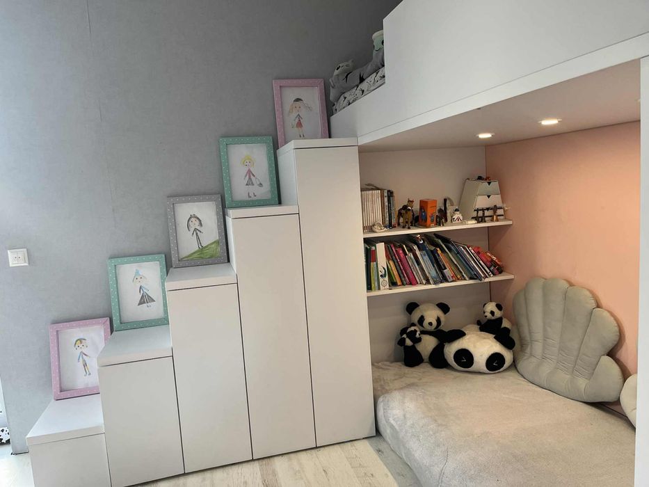 Designerska zabudowa antresola, łóżko piętrowe z sofą, dużo szafek !!!