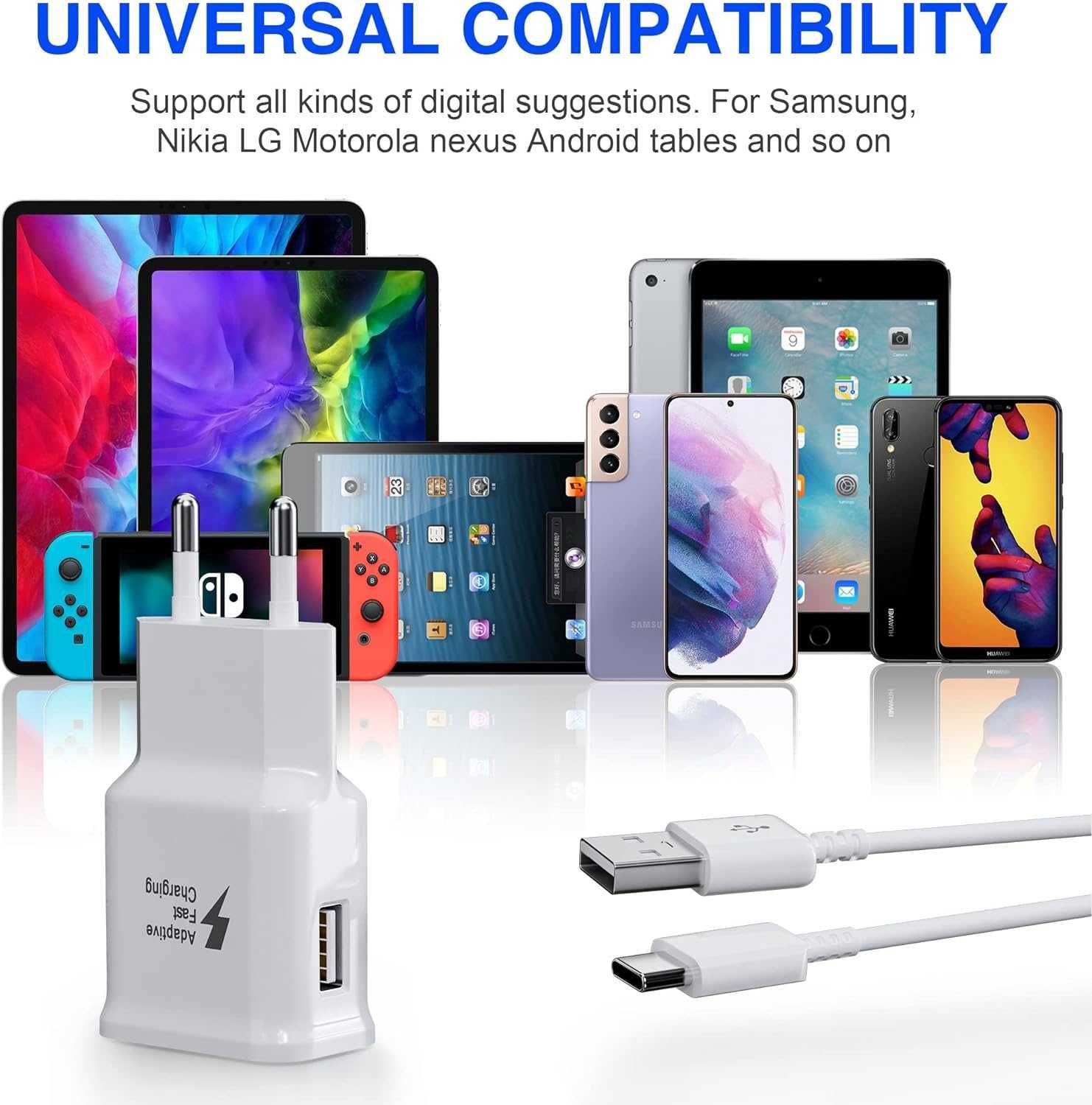 Ładowarki zasilacze 2 szt. z kablem USB C szybkie ładowanie UNI białe