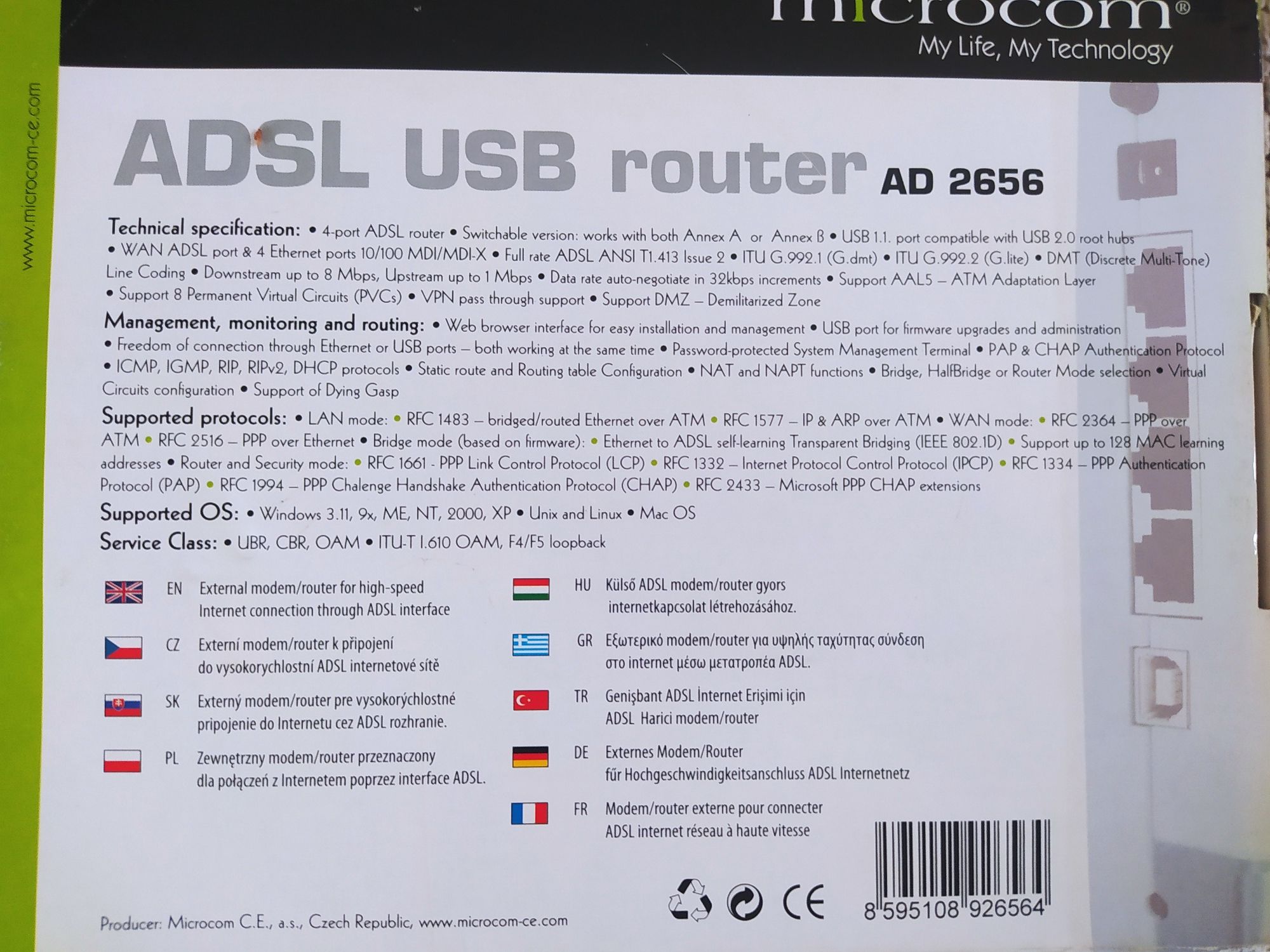 Router ADSL microcom AD2656