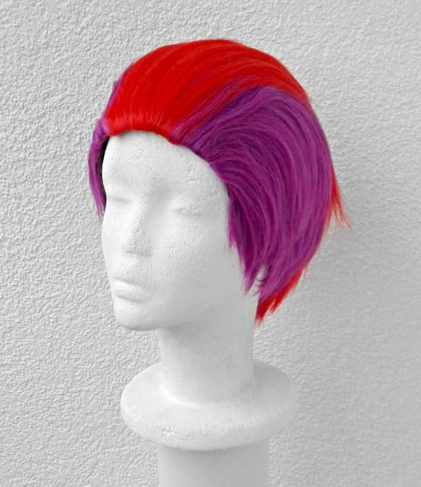 Rock Nanbaka Fioletowa peruka z czerwonym irokezem cosplay wig