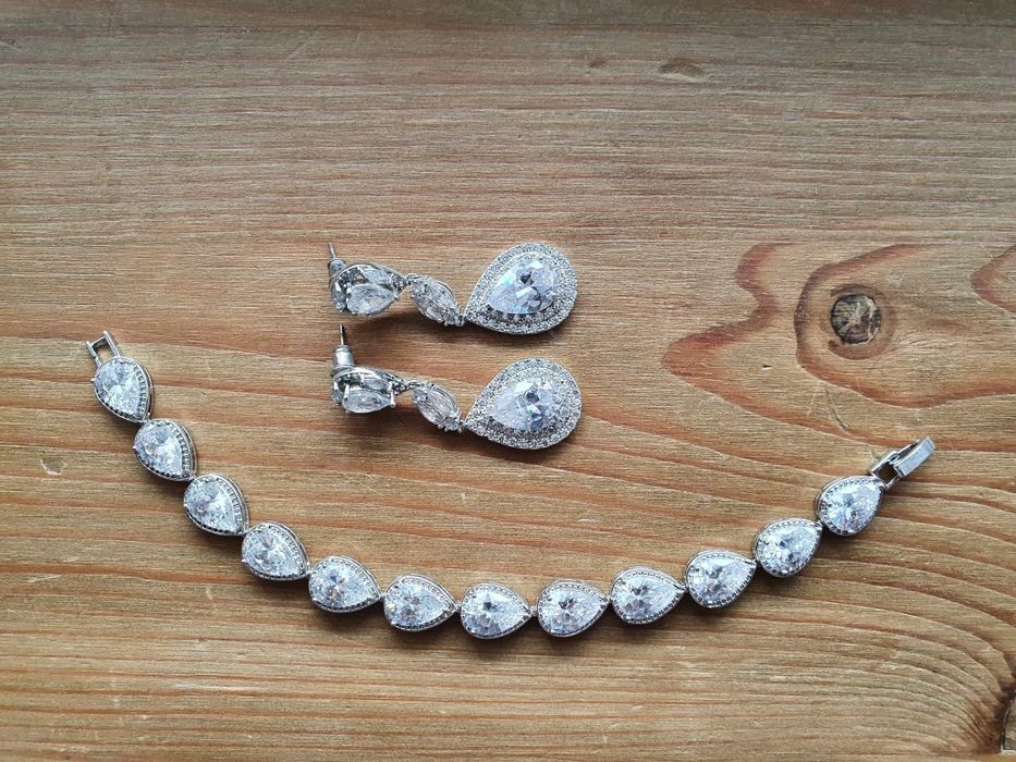 Kolczyki i bransoletka ślubna