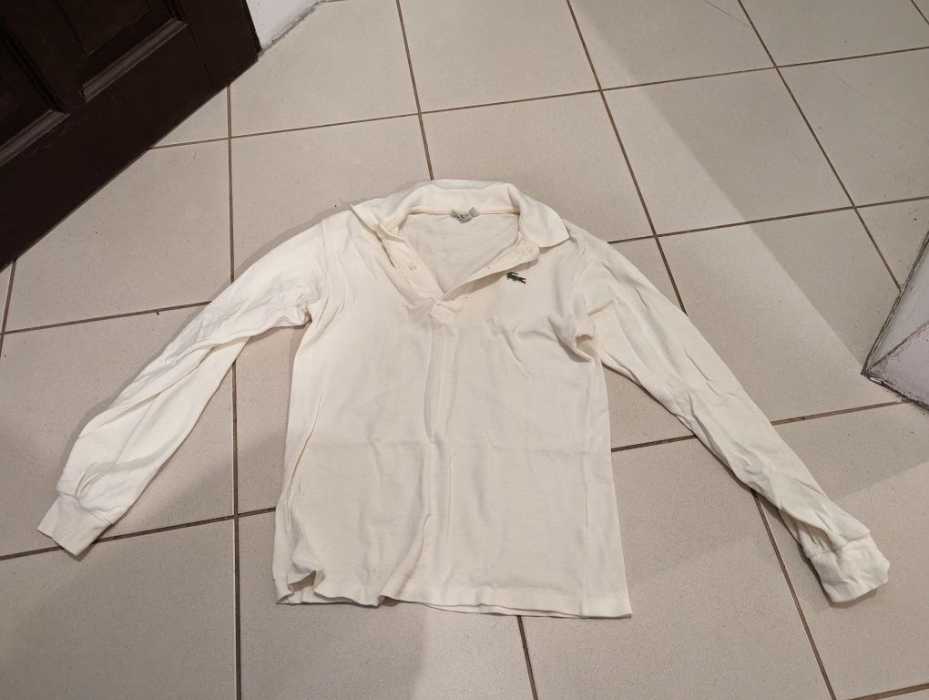 Koszulka Polo Damska Długi Rękaw Biała Lacoste Rozmiar 40
