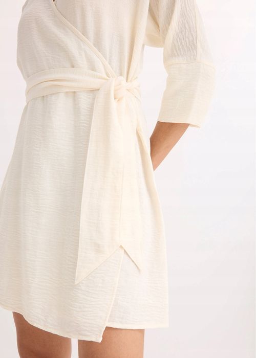 B.P.C sukienka ecru z efektem założenia kopertowego 38.